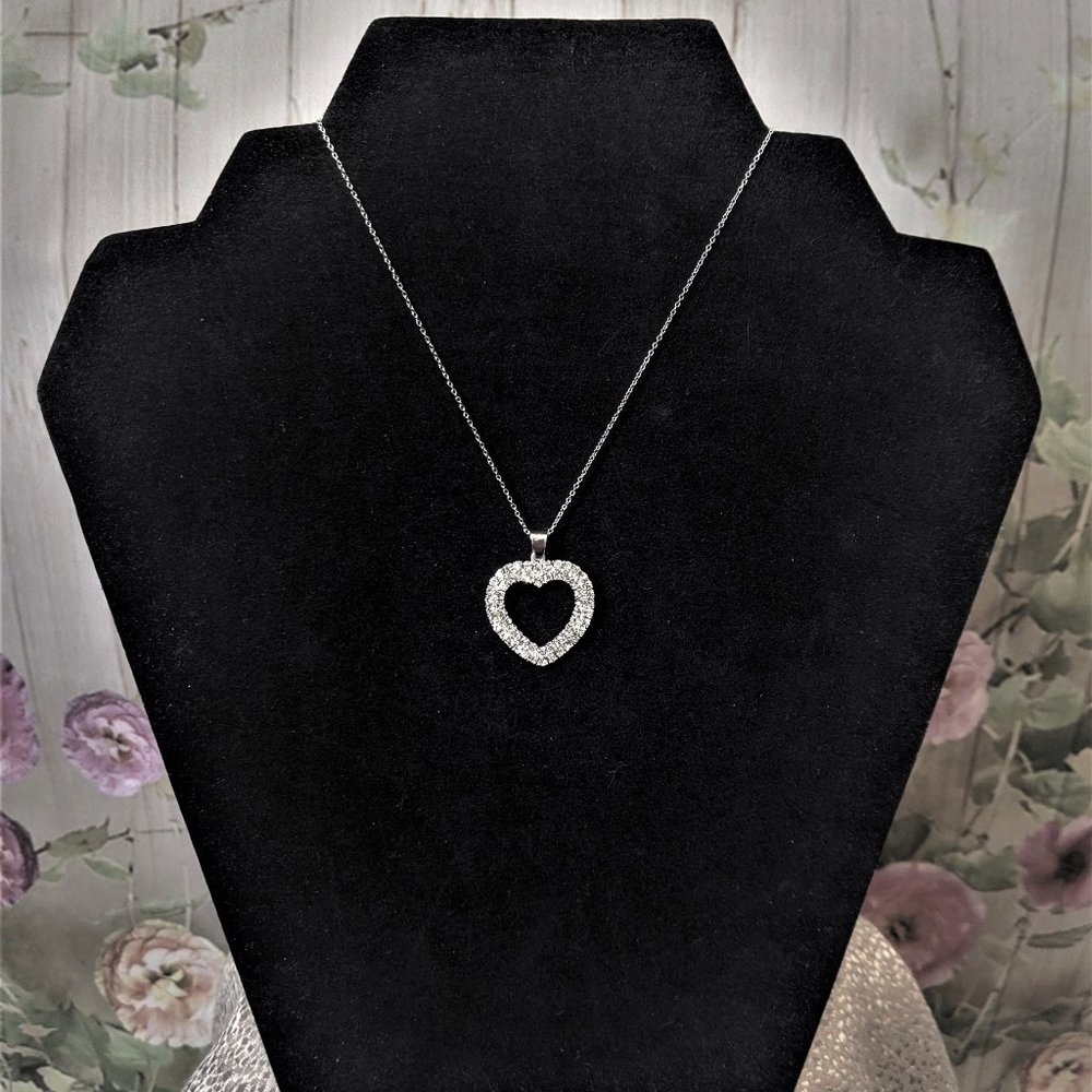 Sterling Silver CZ Heart Necklace